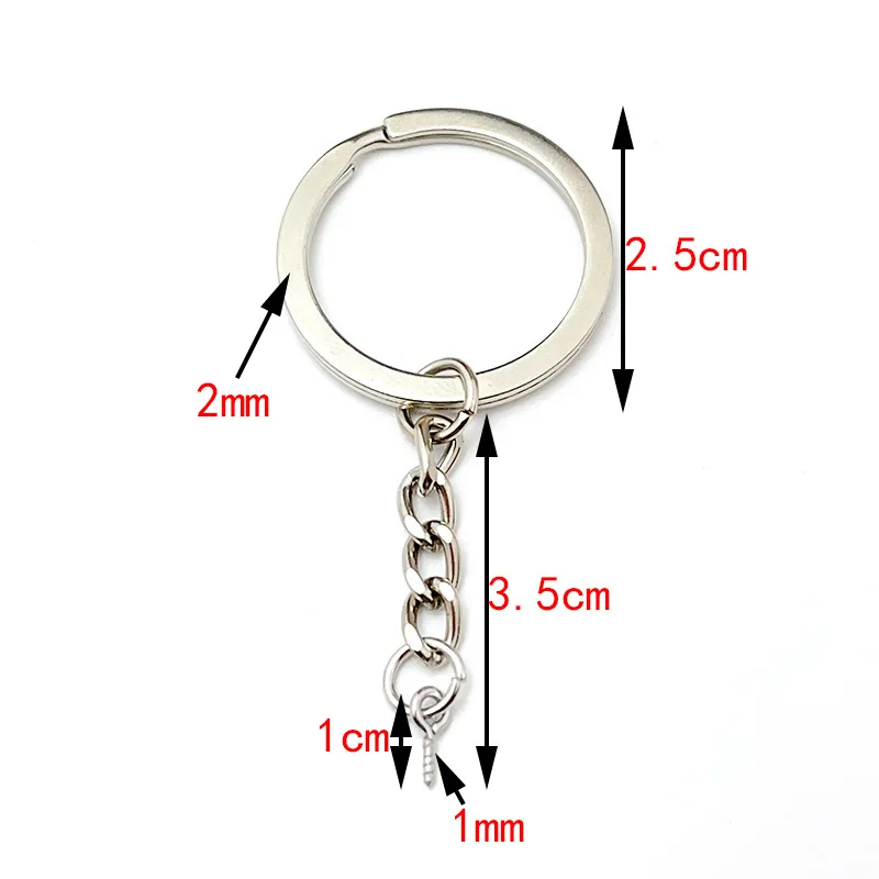 Bulk Pack of 30mm Round Flat Wire Metal Key Rings for DIY Crafts & Jewelry Making