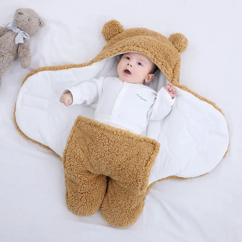 

Newborn Baby Sleeping Bag Ultra-Soft Thick Warm Blanket Pure Cotton Cocoon Infant Boys Girls Clothes Nursery Wrap Swaddle 0-9M