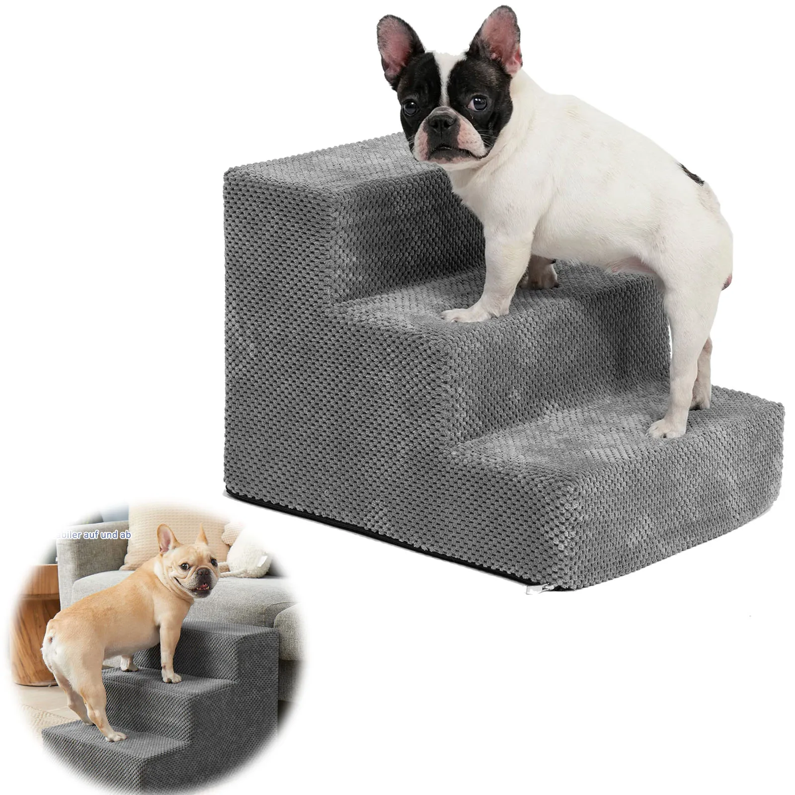 

Лестница для высоких кроватей для собак и кошек, 3 ступени, рампа, диван для маленьких щенков, старых собак, нескользящая Съемная лестница, принадлежности для лазанья