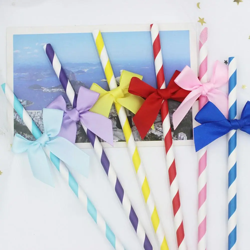 Paper Drinking Straws Cocktail Bow-tie Decorate Colored Purple Party Supplies Decoration