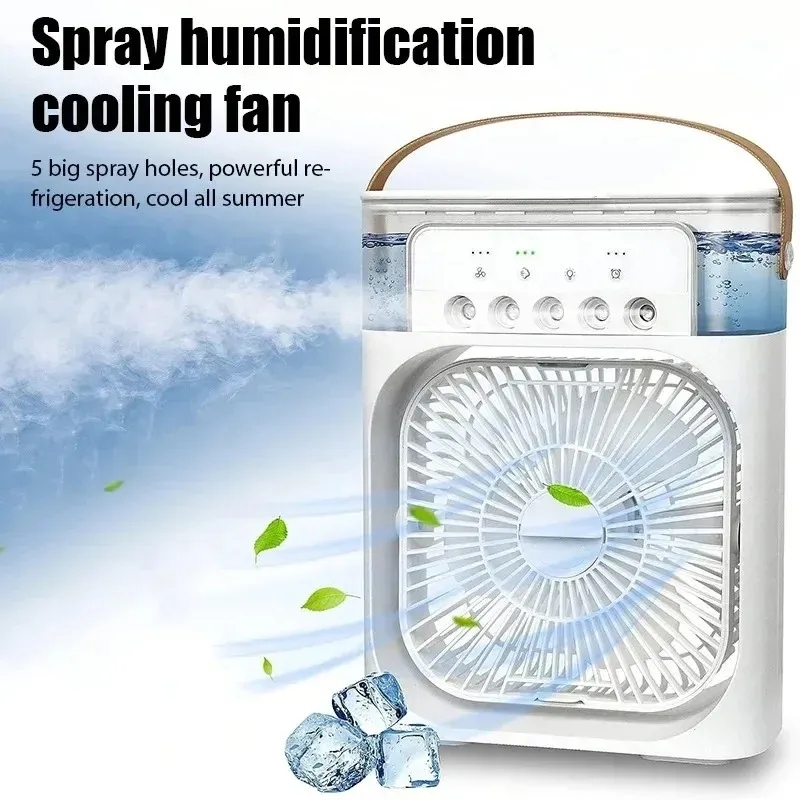 2025 Portable 3 in 1 Fan AIr Conditioner Household Small Air Cooler LED Night Lights Humidifier Air Adjustment Home Fans