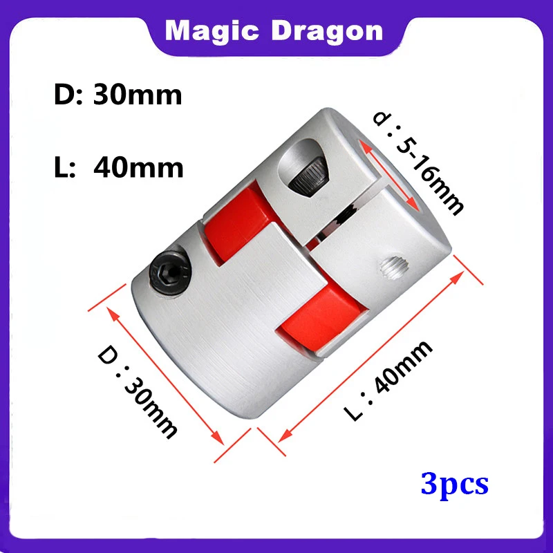 Acoplador Flexível do Parafuso do Motor do Acoplador do Eixo da Maxila do Cnc do Tamanho do Eixo da Braçadeira da Ameixa de Peças D30 L40 6.35 10 12 14 16 mm D30l40