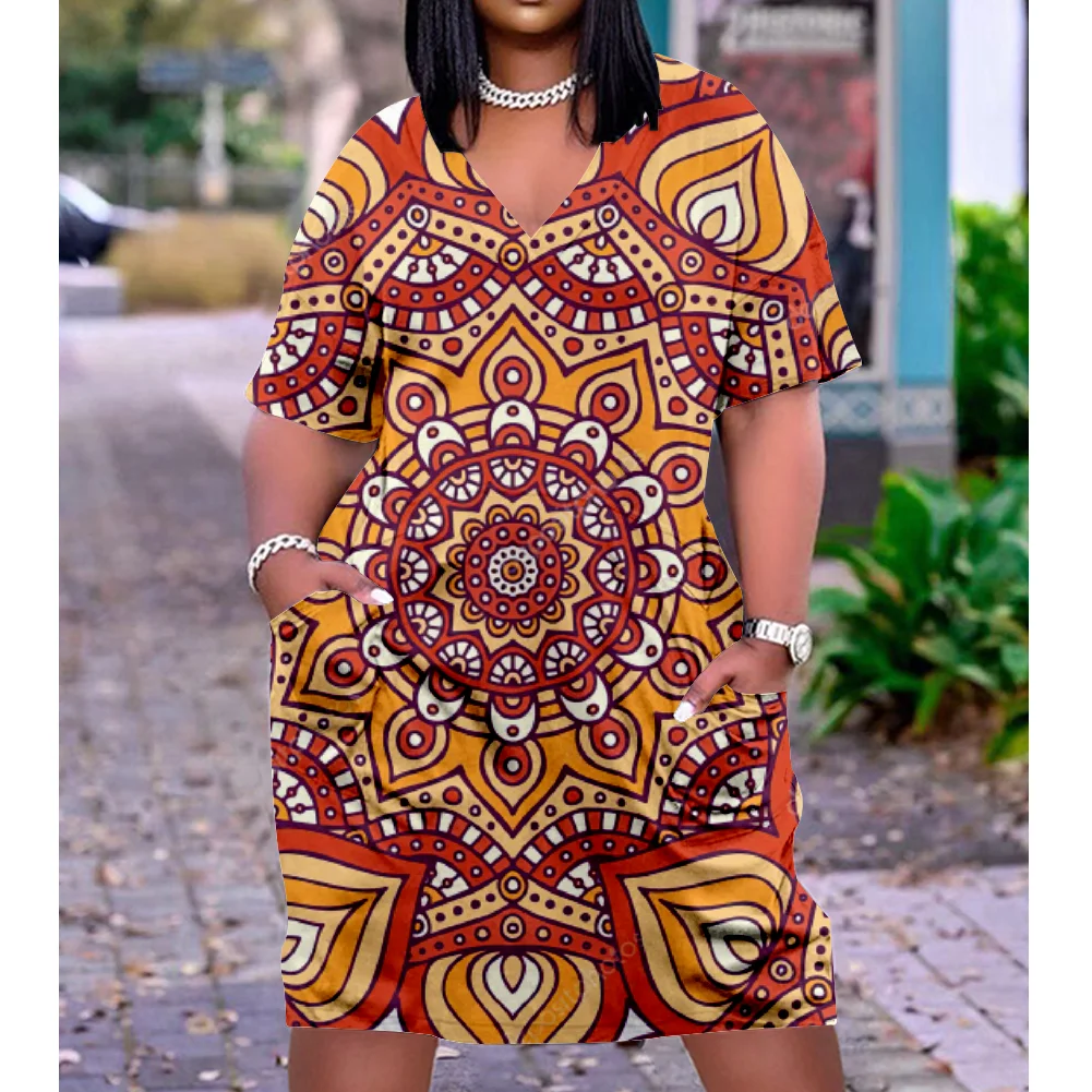 

Summer Colorful Art Totem Printed Fashion Gothic Women Short3Dprinted Sleeve Beach Dresses Sexy Girls Beachwear Dress