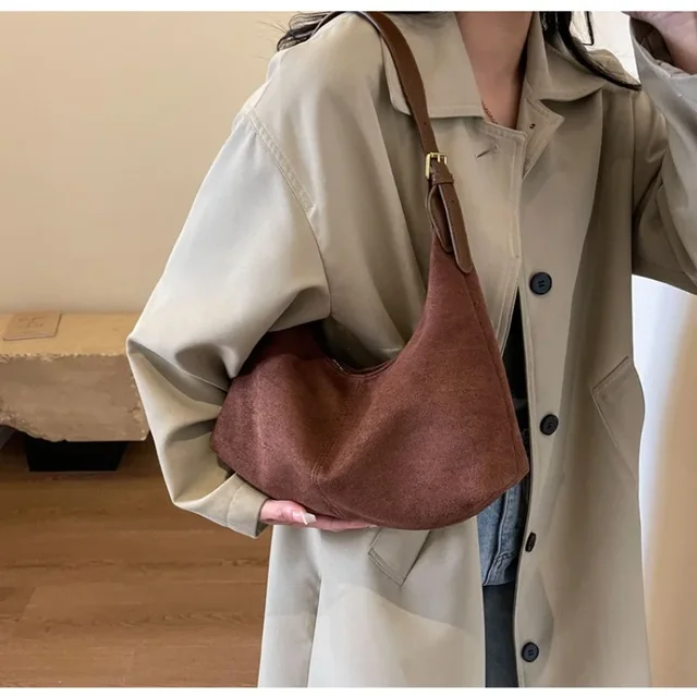 Velvet Handbag Purse for Women Suede Shoulder Bag Causal Crossbody Bags Female Luxury Designer Clutch Ladies Crescent Hobo Bag 3