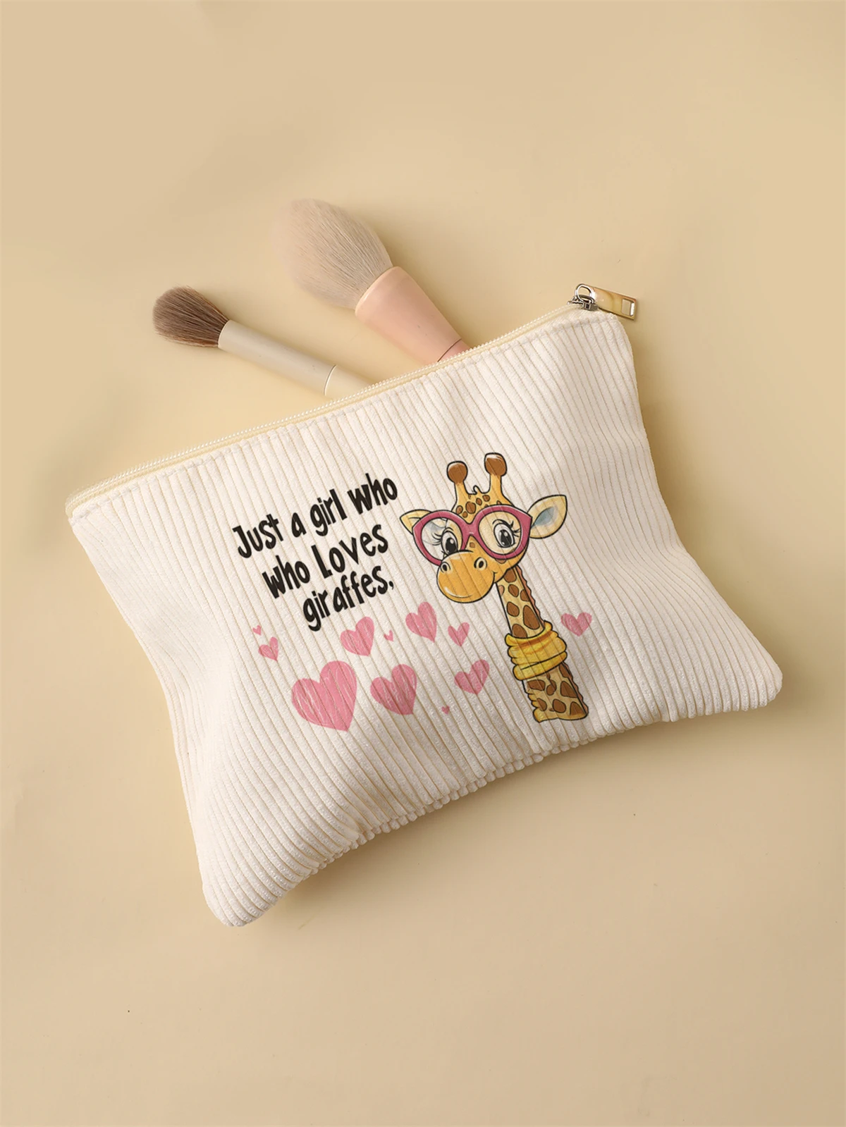 Women's Corduroy Travel Cosmetic Bag Portable Large Capacity Makeup Storage Organizer Zipper Clutch Purse Make up Bag