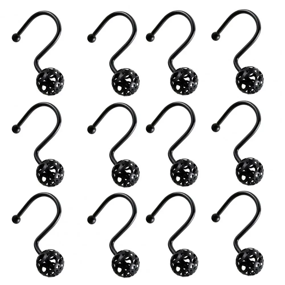 Ansxiy Ganci Per Tenda Doccia Oro - 12 Pezzi In Metallo Antiruggine Con Design A Sfera E Fibbia Di Chiusura