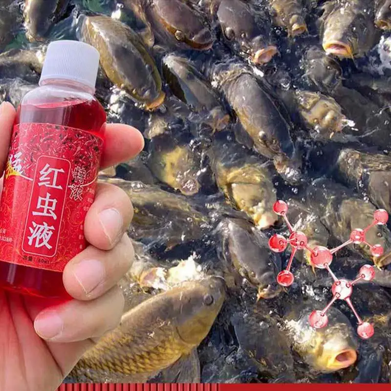 Fish Bait Additive 60ml Concentrated Red Worm Liquid High Concentration FishBait Attractant Tackle Food For Trout Cod Carp Bass fishing attractant