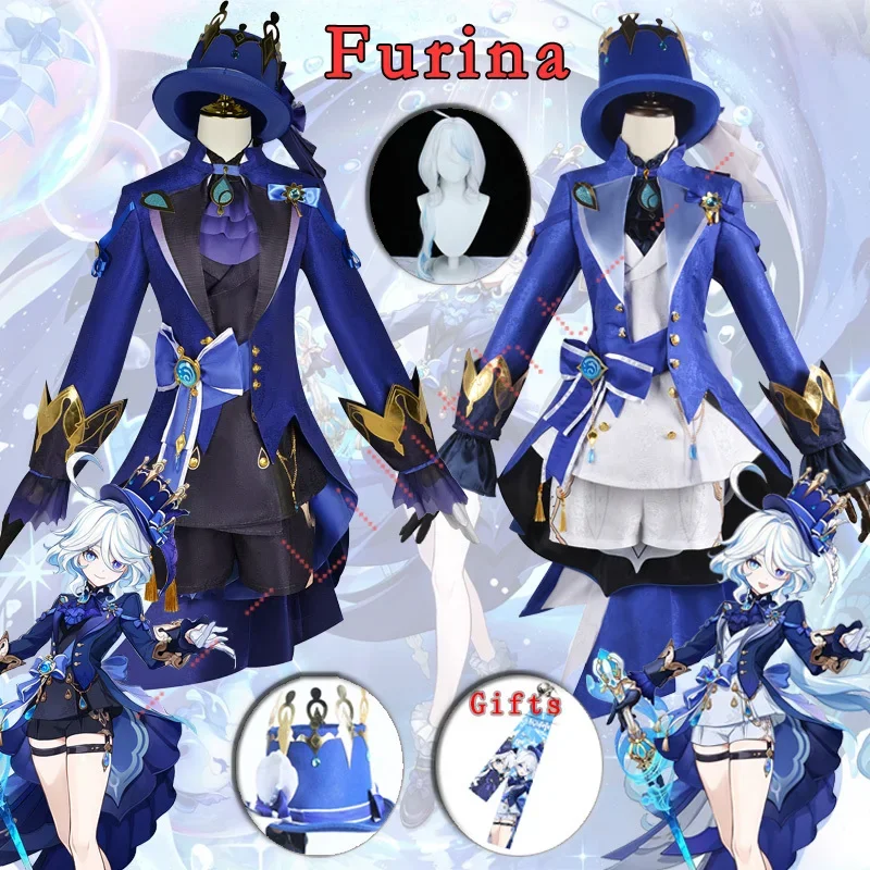 Fontaine Furina Focalors Cosplay Costume Genshin Impact Cosplay Uniform Wig Hat