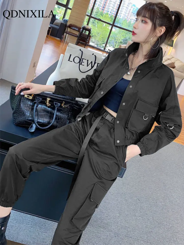 

2023 Women's Tracksuit New In Long Sleeve Coat Matching Sets Cargo Pant Sets Sports Loose Korean Fashion Two Pieces Set Outfits