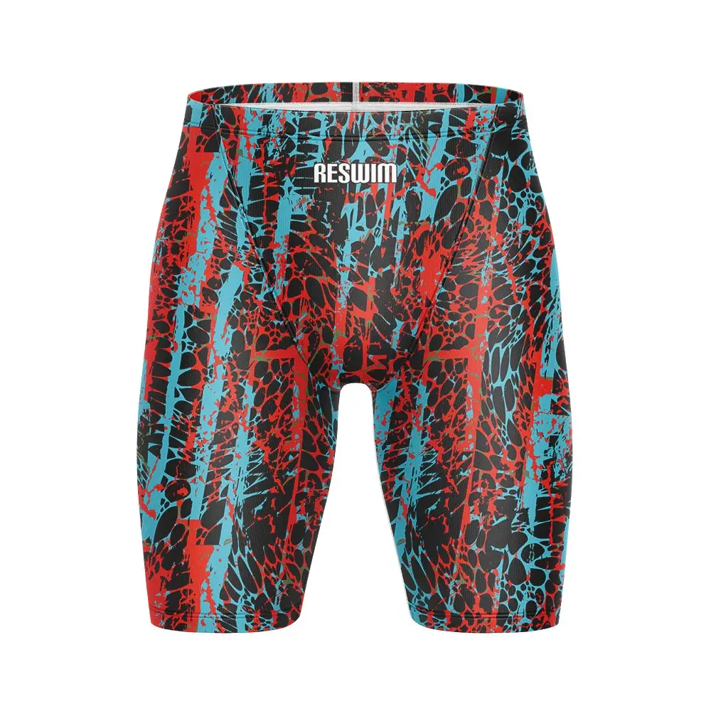 Men's Funny Swim Jammer Swimsuit, Athletic Practice Shorts, Knee-Length Swimwear, Swimming Trunks, Gym Beach Tights, Summer, New