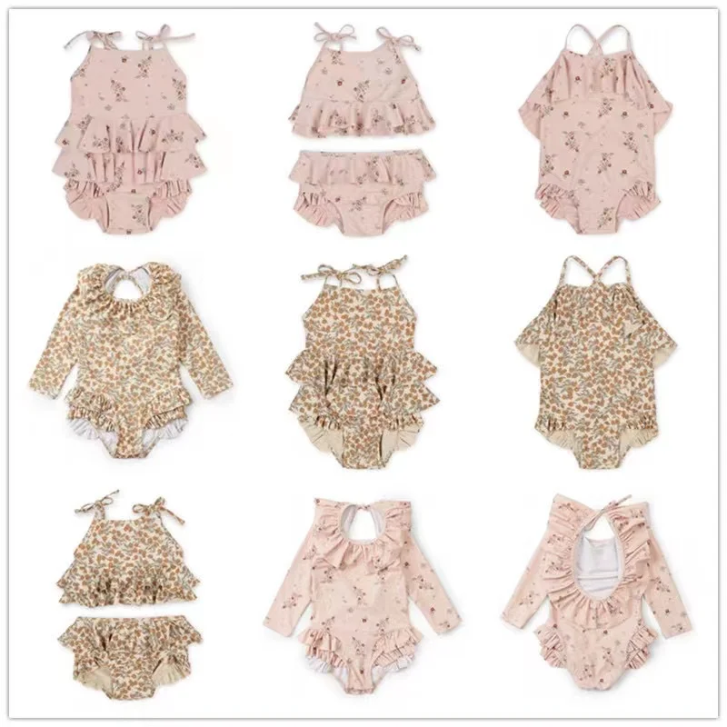 One-Piece Swimsuit for Baby Girls, Summer Swimming Wear with Flower Printing, Infants, ,