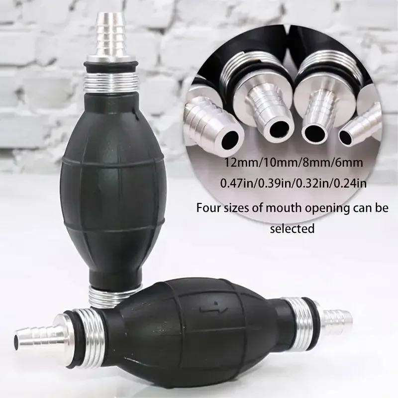 8mm Manual Fuel Pump Pipeline Rubber Aluminum Manual Fuel Primer Bulb Diesel Gasoline Delivery Pump Automobile Ship