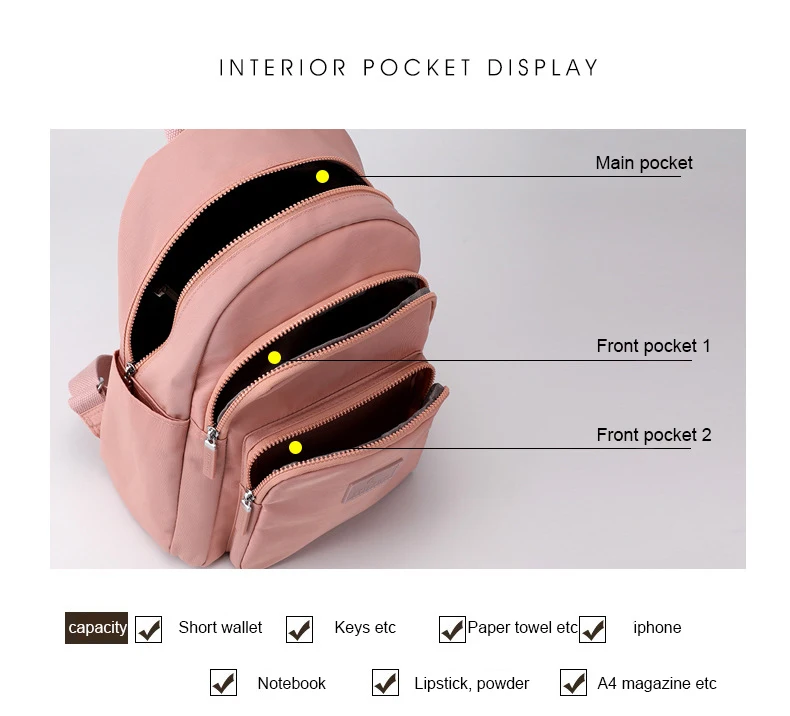 New Nylon Backpack Women's Fashion Outdoor Sports Backpack Large-Capacity Lightweight School Bag Casual All-Match Travel Bag