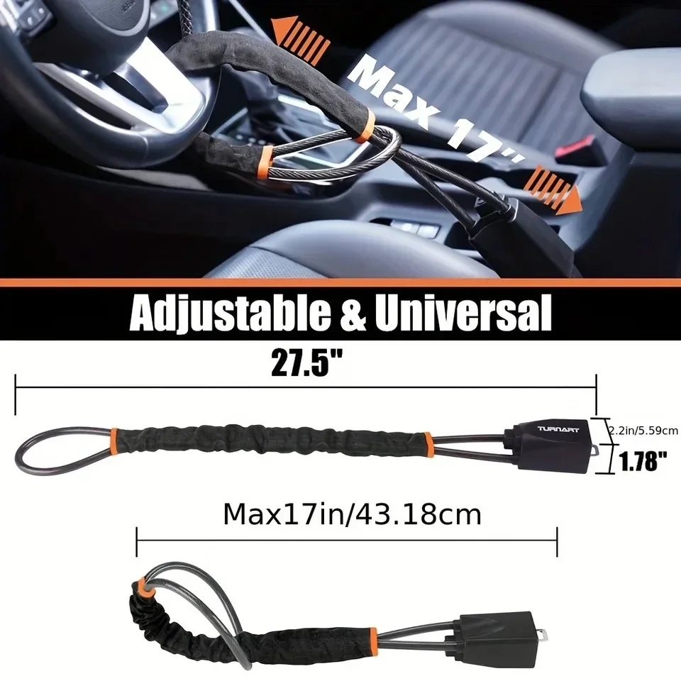 Enhanced Anti-Theft Car Security Steering Wheel Lock with Steel Cable
