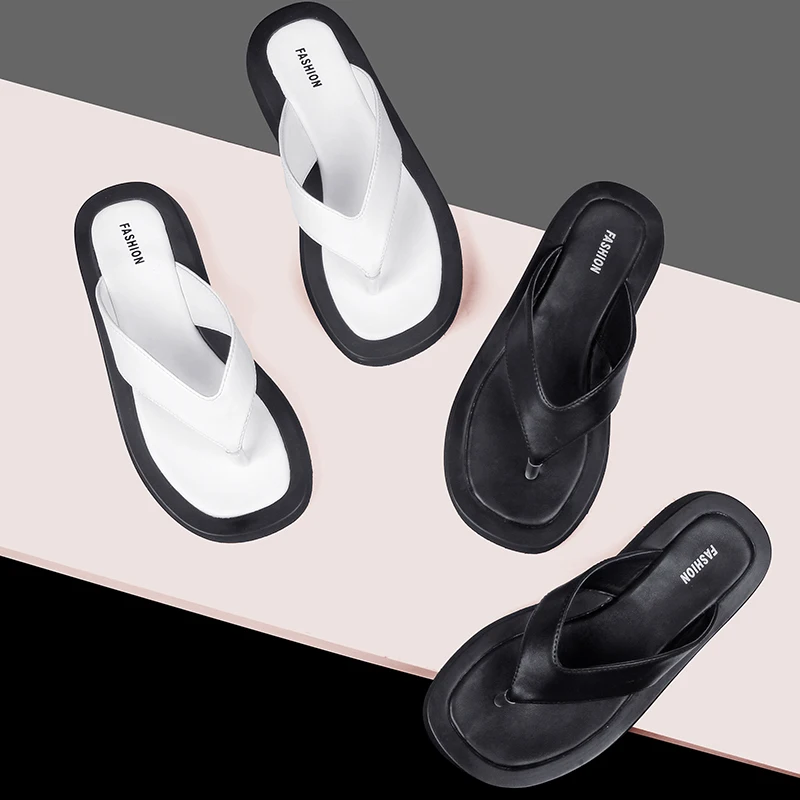 AIYUQI Women's Slippers Outdoor Summer New Genuine Leather  Flip-flops Women Anti-skid Trend Pinch Beach Slides Ladies