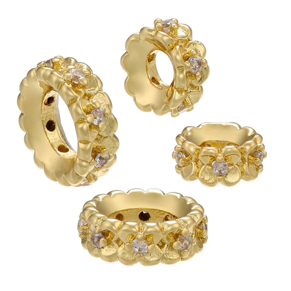 Color Silver Gold Spacer Beads Gold Plated Bead Spacer Zircon