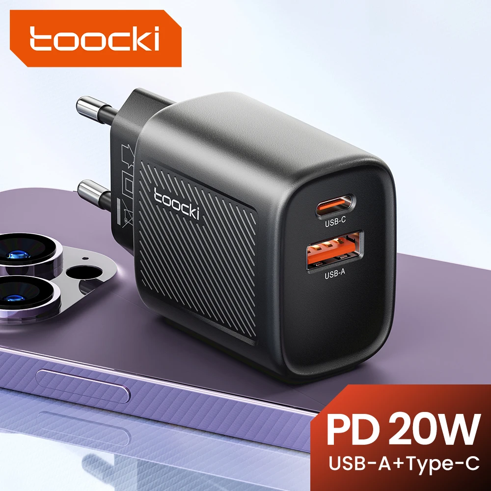 Toocki 20W USB C Wall Charger Power Delivery + QC3.0 USB A Double Port Fast Type C Charging for For iPhone 17 16 15 Pro Xiaomi