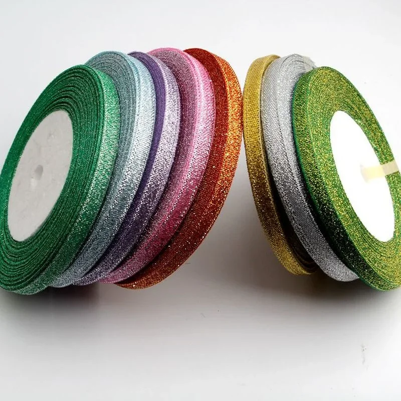 Multicolor Silk Satin Organza Glitter Ribbon for Elegant Decorations - 25 Yards