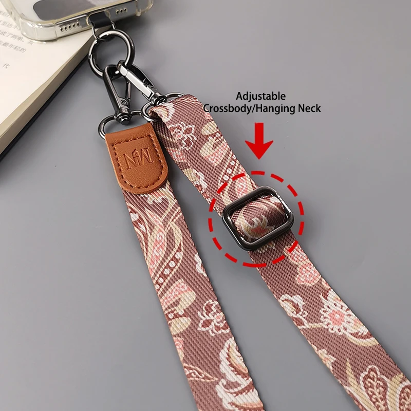 레트로 패턴 Crossbody 휴대 전화 매는 밧줄 조정 가능한 교수형 목 휴대 전화 스트랩 매는 밧줄 펜던트 유니버설 카드 가스켓