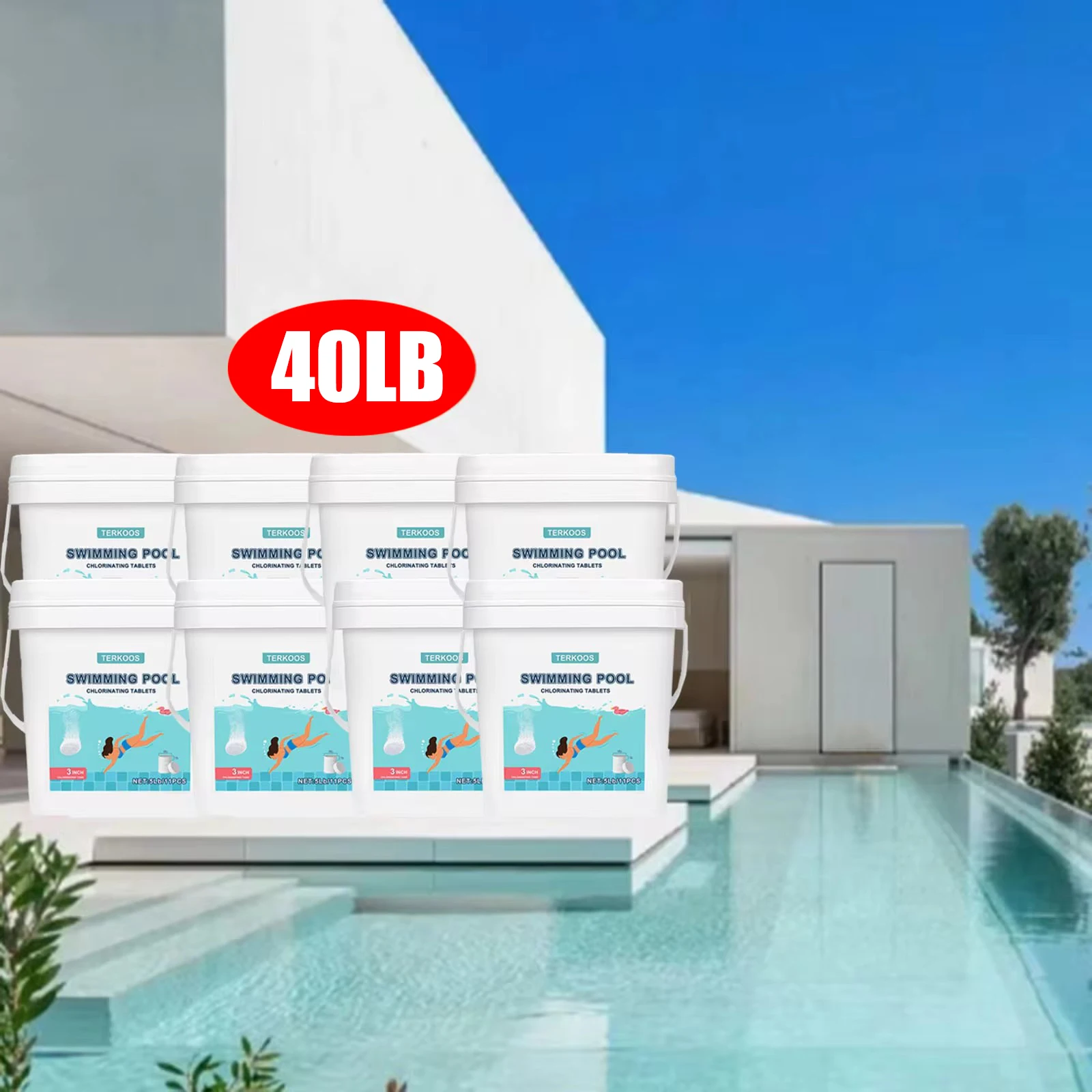 40 Pounds Pool Cleaning Effervescent Tablets Chlorine Pill for Hot Tub Swimming Pool