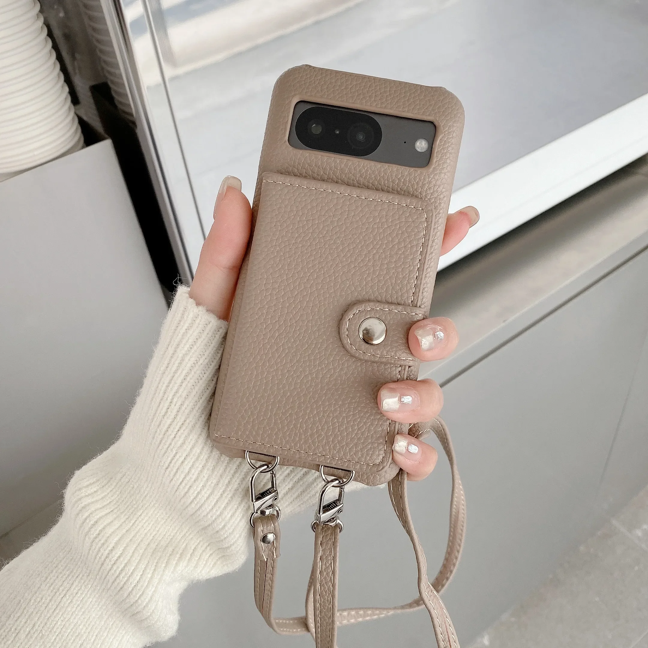 Premium PU Leather Crossbody Flip Wallet with Card Holder - Shockproof Phone Case Cover