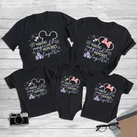 Funny Father Mother Kids Clothing Summer Short Sleeve Disney Family T-shirt 2024 1