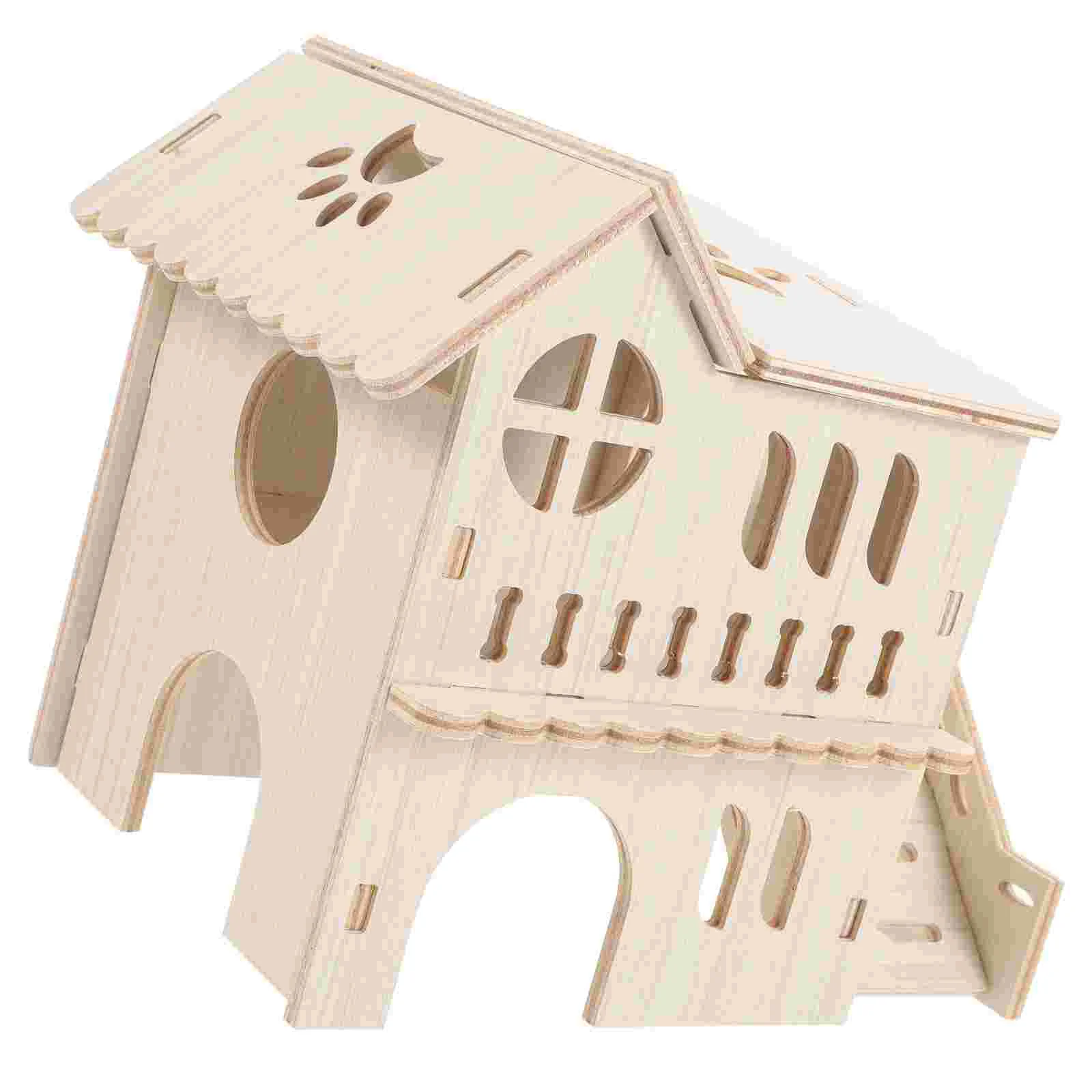 

Hamster Villa Household Hideout Supply Rat Accessories Decorative Wooden Playset