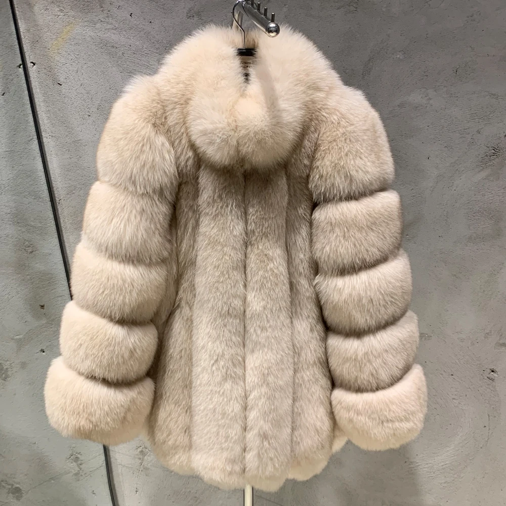 BEIZIRU Real Fox Fur Coat Long Sleeve Winter Woman Natural Warm Fashion  Luxury Girls Coats  Made