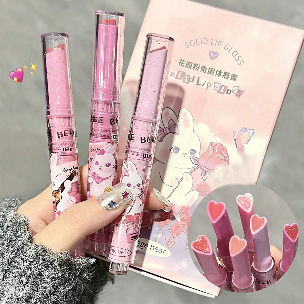 Lip Gloss Solid Lip Gloss Gege Bear Garden Pink Rabbit Moisturizing Watery Colored Lip Balm Tender Lipstick Set