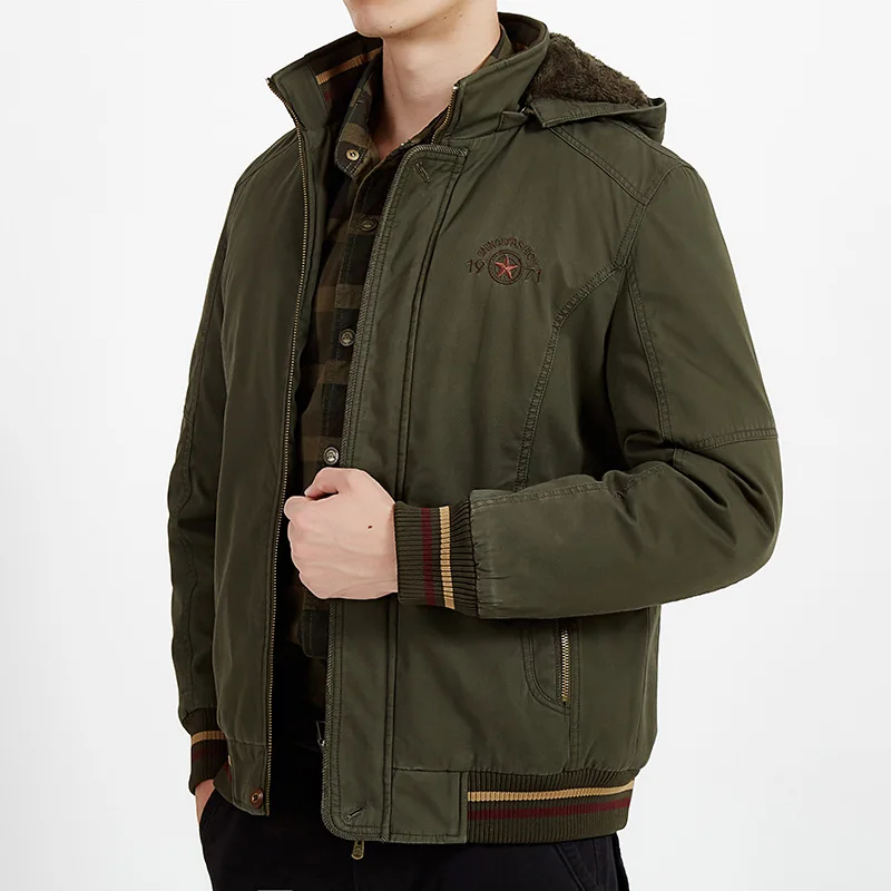 

Winter Military Jacket Men Parkas Thick Warm Fleece Coat Male Windbreaker Men Wool Liner Hooded Collar Chaquetas Hombre M-8XL