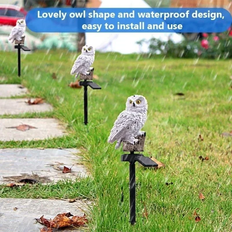 Solar-Powered Waterproof LED Owl Garden Lights - Outdoor Decorative Pathway Lighting
