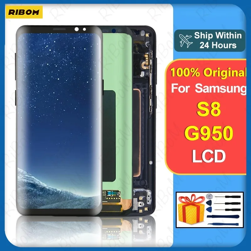 Nuovo Super Amoled Per Samsung Galaxy S8 Display Lcd Touch Screen Digitizer Per Samsung S8 Plus S8 + Lcd G950F G955F