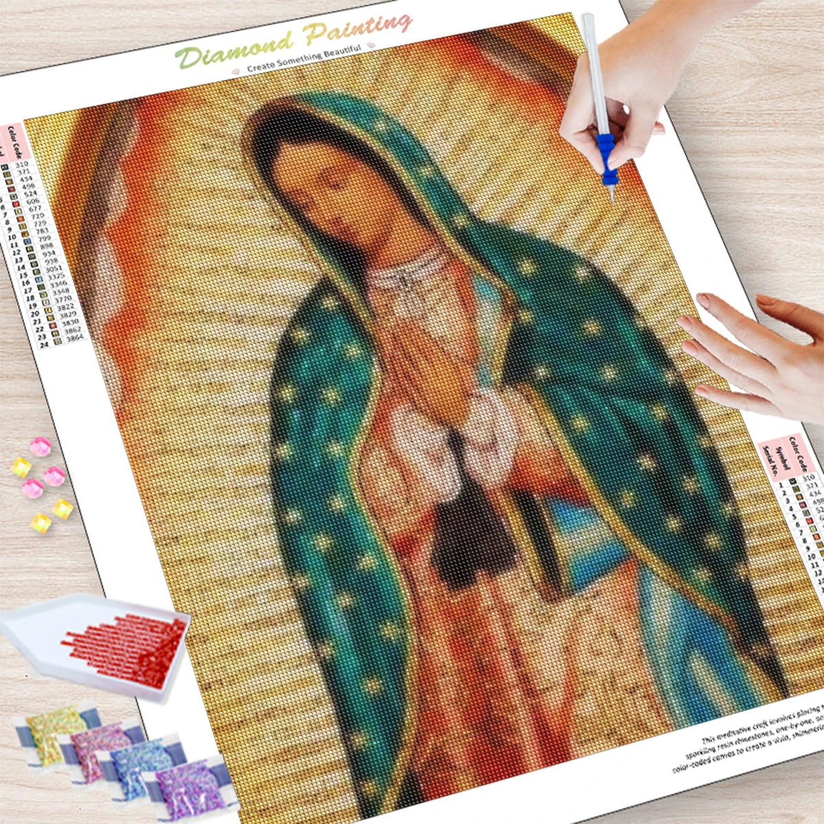CHENISTORY 5d Diy Diamond Painting Full Square Round Jesus Virgin Mary Diamond Embroidery Cross Stitch Mosaic Religious Figures diamond painting diamond painting accessories