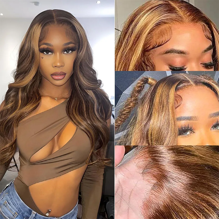 Body Wave Highlight Wigs Human Hair 13x4 13x6 Lace Frontal Wig Brazilian Colored Human Hair Wigs For Women Loose Deep Wave Sale 2