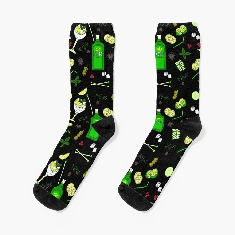 

Gin and Tonic Pattern Gin o'Clock Cocktails Socks heated compression christmas stocking Girl'S Socks Men's