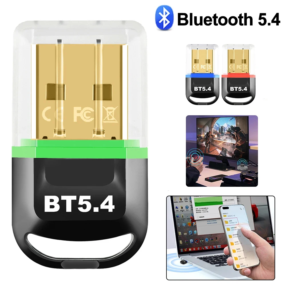 

Bluetooth Adapter for PC Laptop USB Bluetooth5.4 Dongle Bluetooth5.3 Receiver for Speaker Mouse Keyboard Music Audio Transmitter