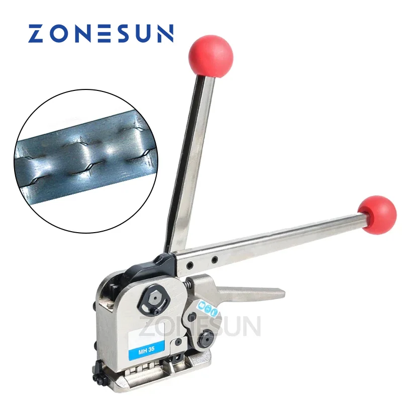 

ZONESUN Manual Buckle Steel Belt Strapping Machine Seamless Strapping Tool For width 16/19/25mm thickness 0.55-0.75mm