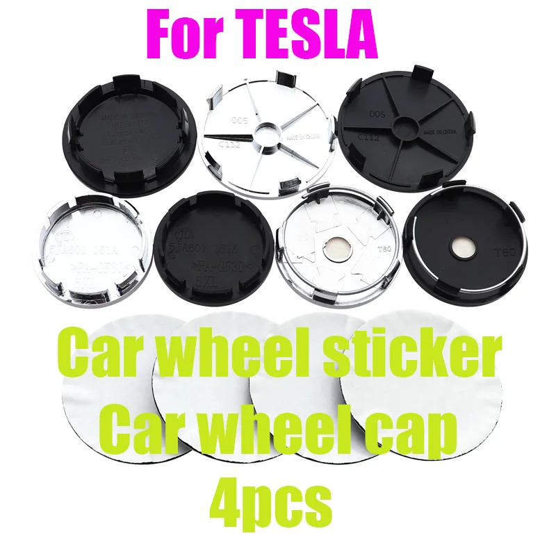 

4pcs 3D 56mm 60mm 65mm 68mm TESLA Logo Car Wheel Center Hub Cap Car Emblem Rim Refit Badge Covers Decoration Sticker Accessories