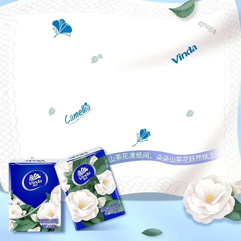 36 Packs of Camellia Printed Handkerchiefs 4Ply Thickened Portable Small Packs of Napkins Facial Tissues Wet Water Available