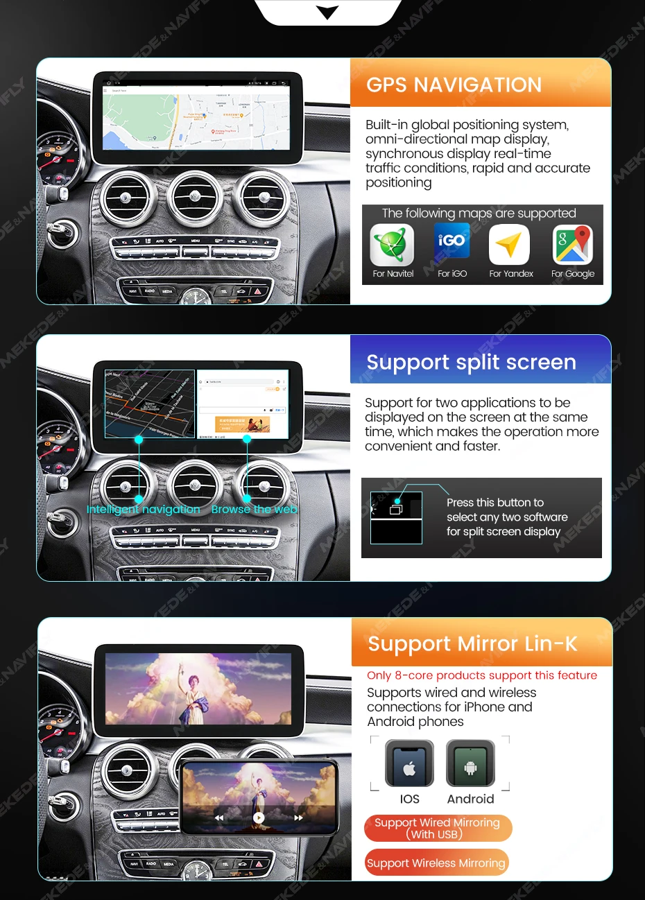 10,25-Zoll-Autoradio 6 GB + 128 GB für Mercedes-Benz C / GLC / V-Klasse W205 X253 W446 W447 Android All-in-One-Navigation GPS Carplay – Detail 24