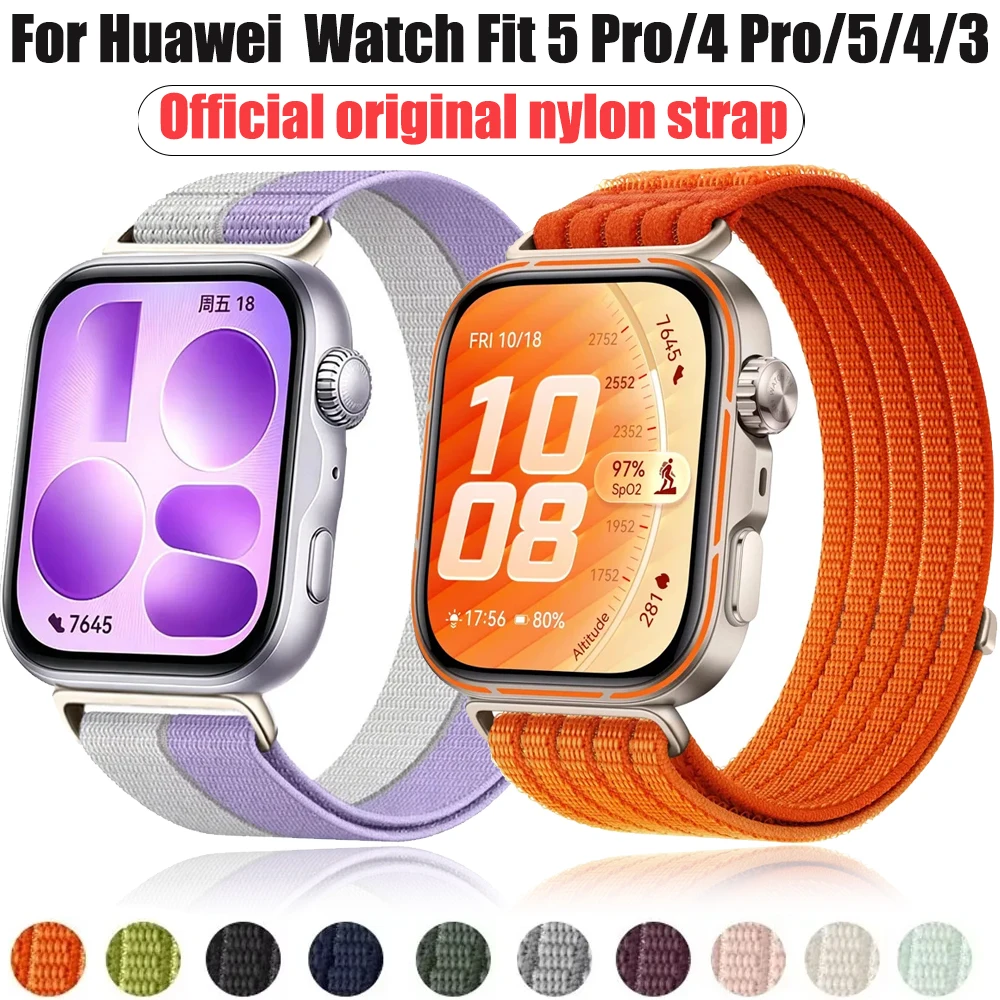 Bracelet en nylon officiel pour Huawei Watch Fit 5 Pro/4 Pro, bracelet sport respirant original pour Huawei Watch Fit 5/4/3 Correa