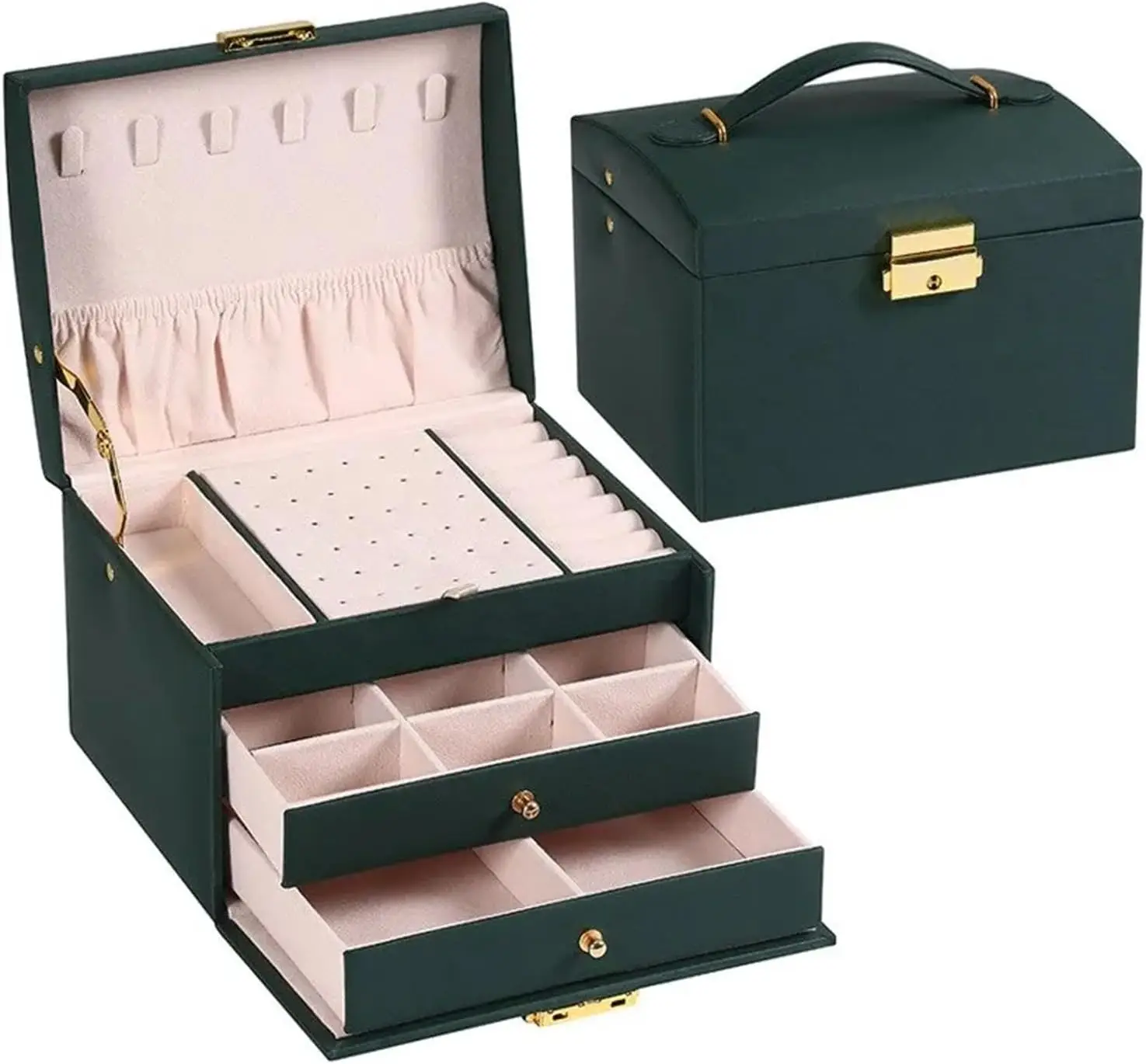 Drawer Jewelry Box Velvet Ring Bracelet Earrings Jewelry Boxes Organizer Necklace Display Stand Accessories Separator Storage