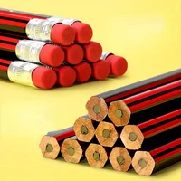 HB Wooden Pencils with Erasers -  Red & Black Barrels for Writing Drawing and Sketching - Ideal for Students and Office Supplies 3