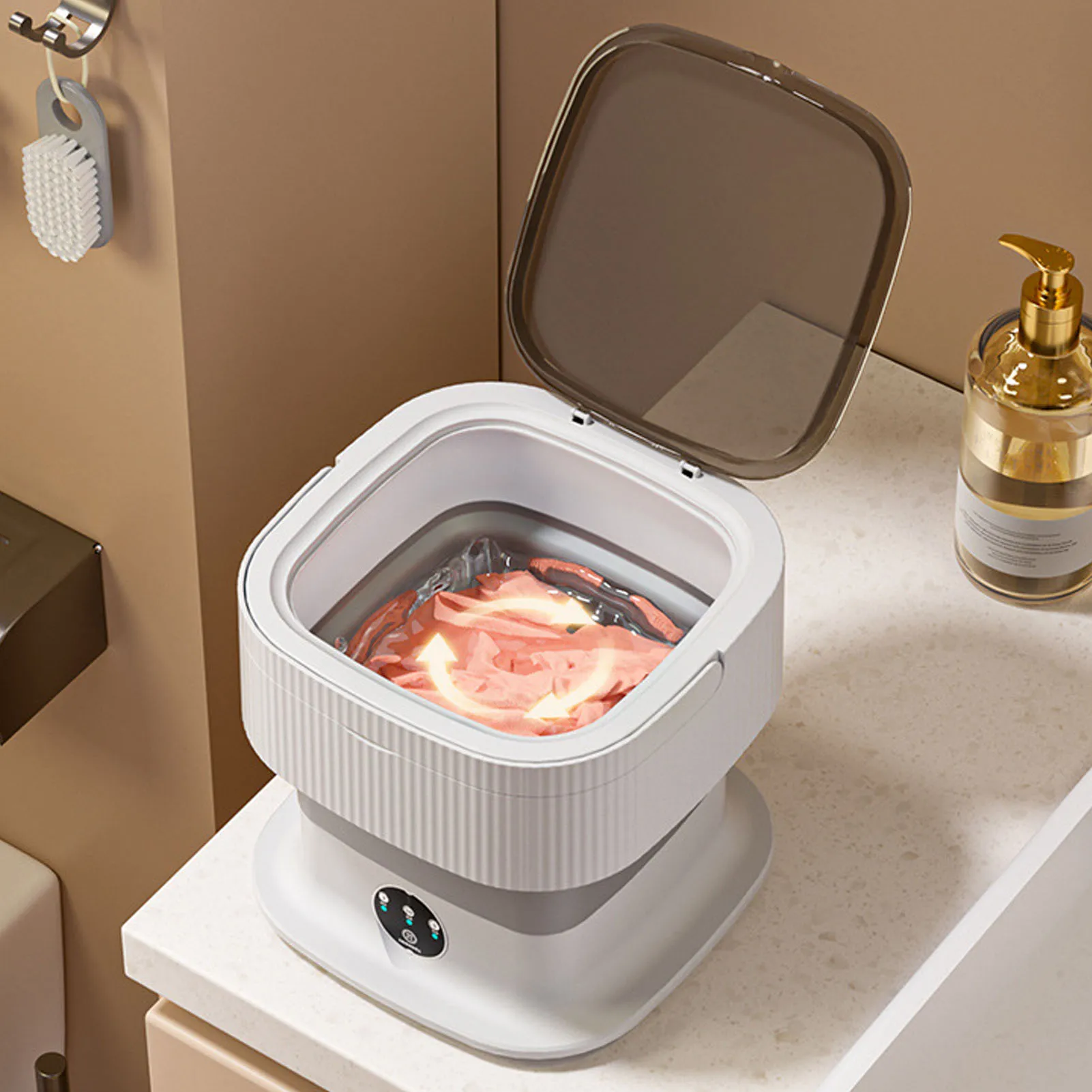 Mini Foldable Washer 60W 10L Capacity IPX4 Waterproof Portable Washing Machine for Dorm Travel US Plug 100 to 240V mini washing machine