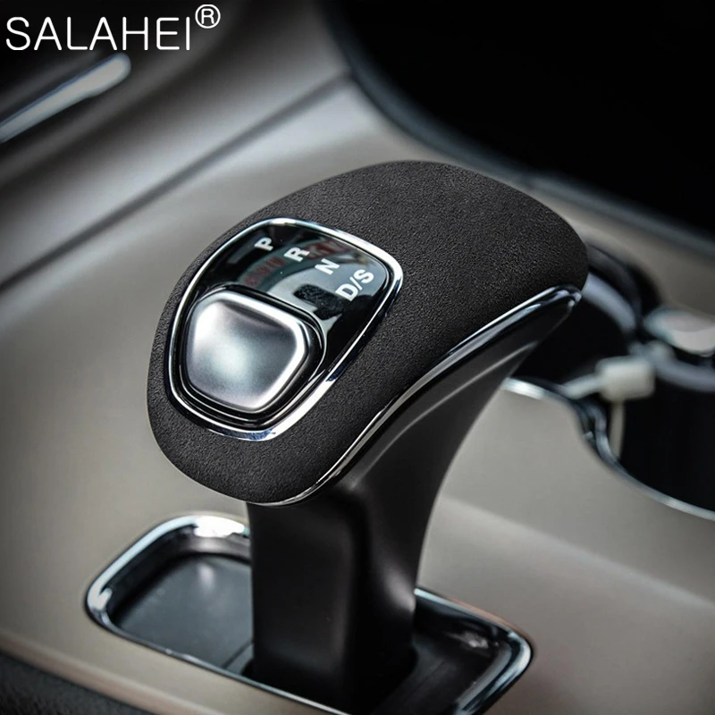 

Alcantara Suede Car Gear Knob Shift Handle Sticker Cover For Jeep Grand Commander Cherokee Interior Styling Moulding Trim Case