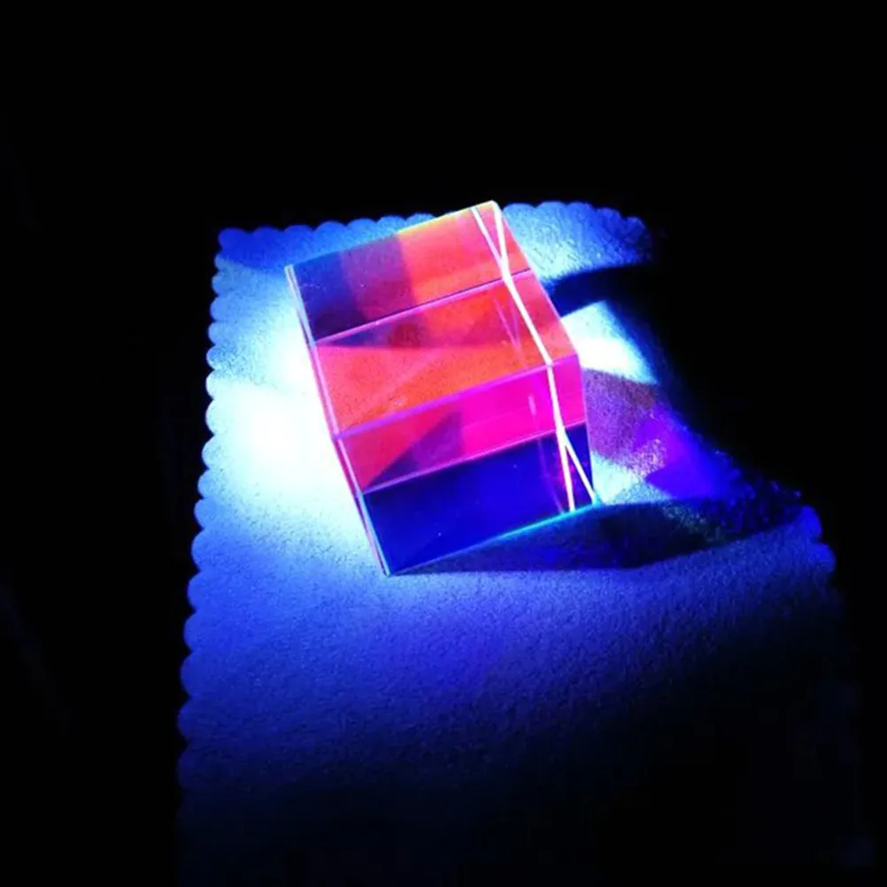 광학 유리 Rgb 분산 프리즘 X-Cube 중간 크기 물리학 교육 보조 과학 교실 예술 장식 선물 상자