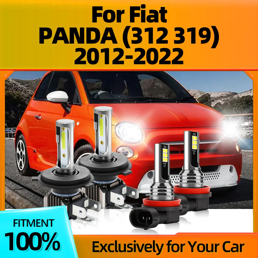 

2/4Pcs LED Headlight 18000LM Hi/Lo Beam Car Fog Light For Fiat PANDA (312 319) 2012 2013 2014 2015 2016 2017 2018 2019 2020-2022