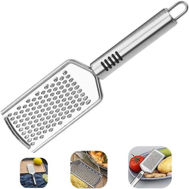 Cheese Grater, Stainless Steel Square Comfortable Grips Coarse Grater with  Hanging Loop, Pro Grade Flat Hand