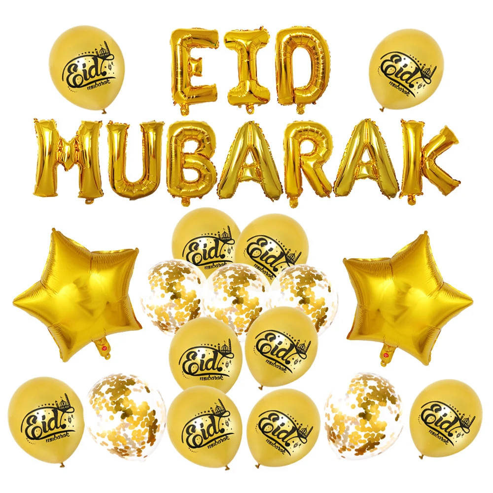 

Eid Mubarak Decoration Balloon Golden Silver Rose Gold Theme Ramadan Party Decoration Balloon Set Star Transparent Latex Balloon