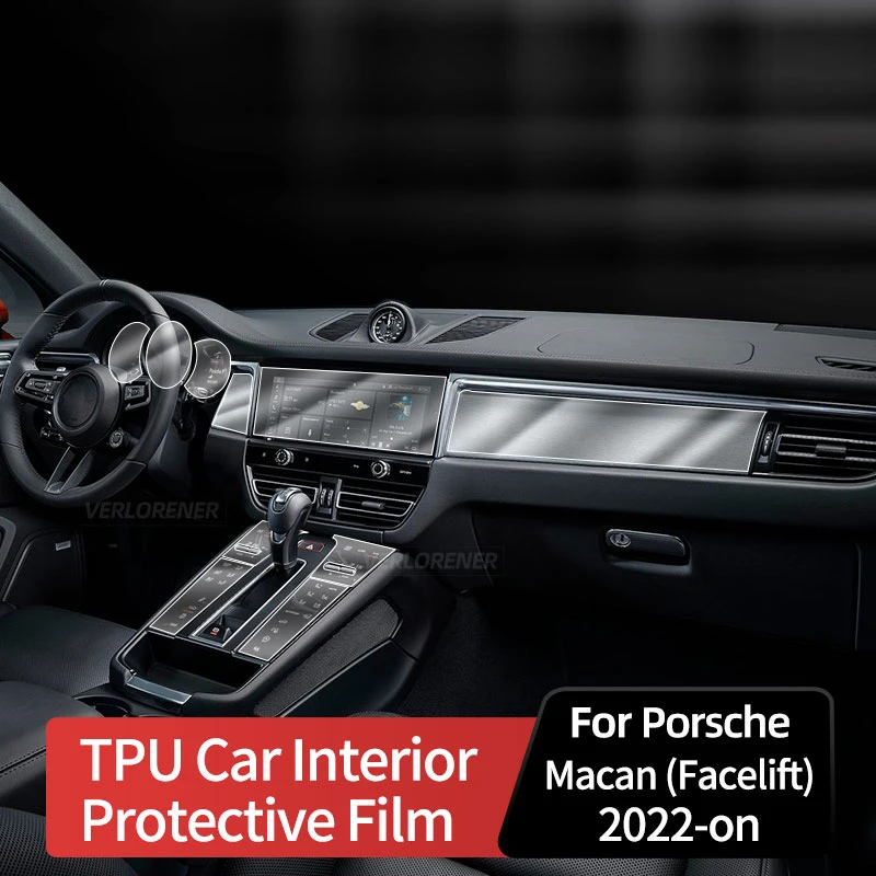 

For Porsche Macan 2022 Self Repairing Car Interior Central Console Gear Dashboard TPU Paint Protective Film Car Accessories